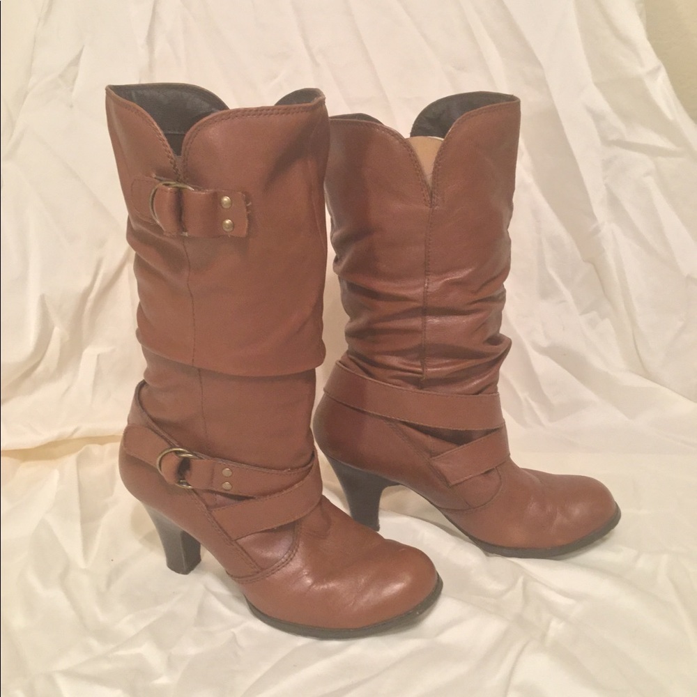 Brown Heeled Boots with Straps - Size 9 - Aldo